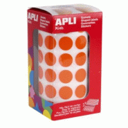 Apli 2832 gommettes rondes, diam. 15 mm, en rouleau, coloris orange - 8410782114833