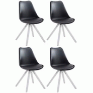 CLP Lot de 4 Chaises de salle à manger Toulouse similicuir Pieds carrés bois Noir /Blanc - noir polyester 320108 CLP Lot de 4 Chaises de salle à manger Toulouse similicuir Pieds carrés bois Noir /Blanc - noir polyester 320108