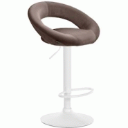 CLP Tabouret de bar Olinda velours Marron/Blanc - marron textile 326001 CLP Tabouret de bar Olinda velours Marron/Blanc - marron textile 326001