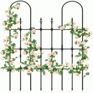 COSTWAY Treillis pour plantes grimpantes, 146 x 186 cm, support de jardin, à enfoncer dans le sol, pour plantes grimpantes, fleurs et roses - noir m�