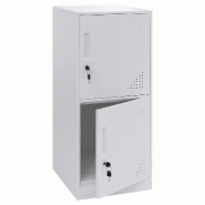 Décoshop26 - Armoire vestiaire métallique casier de rangement 2 portes 90x38x45 cm blanc 04_0008950 - métal 3000267235549