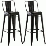 Décoshop26 - Lot de 2 tabourets de bar industriel en métal avec repose-pied couleur noir TDB10141 - noir métal 3001353723780