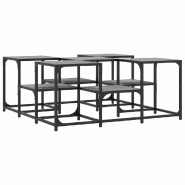 Décoshop26 - Table basse design industriel 91 x 91 x 40 cm bois d'ingénierie gris et métal DEC040168 - gris métal 3000264784095