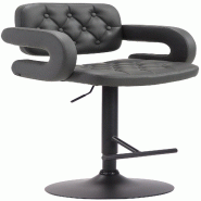Décoshop26 - Tabouret de bar capitonné en synthétique gris accoudoirs repose-pieds métal design moderne TDB10506 - gris 3000446869602