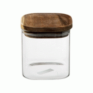 FIVE - Bocal carré « Hermet"0,6 L en verre et acacia - transparent verre JJ5228
