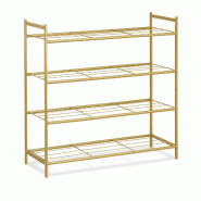 Helloshop26 - Étagère à chaussures empilable moderne 70 x 70 x 26 cm rangement clair 4 niveaux en métal doré 13_0011563 - doré métal 3000245832876