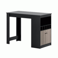 Helloshop26 - Table de bar coin 120 x 60 x 91,5 cm avec rangement pratique et porte-bouteilles design en MDF noir 20_0013899 - noir Bois manufacturé