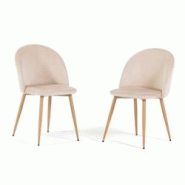 RATTATAN Lot de 2 chaises en velours avec pieds en métal, design élégant pour cuisine, salle à manger, bar ou restaurant – Sara – Crème/Effet RATTATAN Lot de 2 chaises en velours avec pieds en métal, design élégant pour cuisine, salle à manger, bar ou restaurant – Sara – Crème/Effet