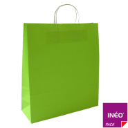 Sac kraft vert à poignées torsadées (paquet de 50) - sac kraft personnalisable - plusieurs dimensions