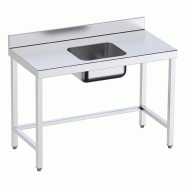Table inox de préparation avec bac central sur support P 600 mm | Distform - 1600