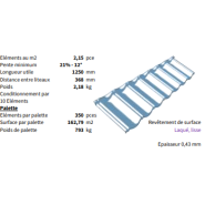 Tuile DECRA® Elegance - B4-xxx-PA - Revêtement laqué et lisse - Pente minimum 21% - Longueur utile 1250 mm Tuile DECRA® Elegance - B4-xxx-PA - Revêtement laqué et lisse - Pente minimum 21% - Longueur utile 1250 mm