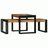 VidaXL Table basse 2 pcs Marron 48 x 40 x 40 cm Bois d'Acacia Massif Modèle Orion Office Nova - 4104722