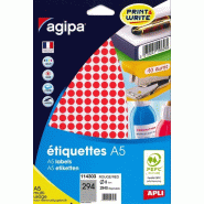 2940 pastilles adhésives rouges, diamètre 8 mm (10 feuilles A5 / cdt) - 3270241143034_0