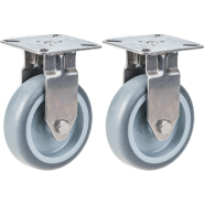 Roulette 75mm 3" en acier inoxydable caoutchouc gris, fixe, 120kg, jeu de 2 Roulette 75mm 3" en acier inoxydable caoutchouc gris, fixe, 120kg, jeu de 2