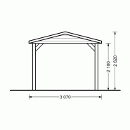 Abri voiture carport classic 300x600 cm / structure en bois / toiture à deux pans en tuile