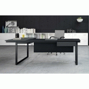 BE.1 / BUREAU INDIVIDUEL 220 CM AVEC RETOUR EN VERRE NOIR BE.1 / BUREAU INDIVIDUEL 220 CM AVEC RETOUR EN VERRE NOIR