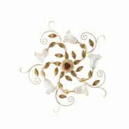 Bonetti Illumina Cesto Plafonnier en fer laqué décapé ivoire 5 lumières H.17 d.80 BL274-PL5-AV - beige 8050713218652
