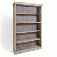 Buffet Héritage en pin vieilli - 4 étagères - L119xP39xH200cm - Compatible porte-bouteilles Réf. 45219 - Normes feu M3