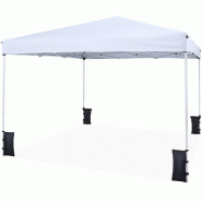 COSTWAY Pavillon 3x3m, pop-up réglable, imperméable, UV 50+, avec sac et 4 sacs de sable, tente de fête. - blanc métal ZB34027IT