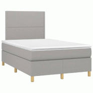 Décoshop26 - Cadre de lit LED avec sommier tête de lit matelas surmatelas 120x200 cm tissu gris clair TDL0207890 - gris 3001242588001
