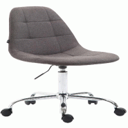 Décoshop26 - Chaise de bureau tabouret de travail sur roulettes dossier arrondie en tissu gris foncé et métal chromé 10_0002637 - gris métal 3000 Décoshop26 - Chaise de bureau tabouret de travail sur roulettes dossier arrondie en tissu gris foncé et métal chromé 10_0002637 - gris métal 3000
