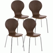 Décoshop26 - Lot de 4 chaises de cuisine salle à manger empilables dossier arrondi en bois noyer et métal chromé 10_0003182 - 3000251442601 Décoshop26 - Lot de 4 chaises de cuisine salle à manger empilables dossier arrondi en bois noyer et métal chromé 10_0003182 - 3000251442601