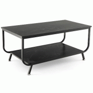 Helloshop26 - Table basse à 2 niveaux 105 x 55 x 46,5 cm design contemporain avec espace de stockage supplémentaire en métal noir et 20_0013812 - 3