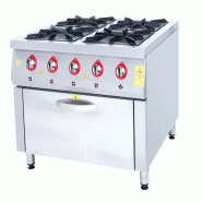 Mafricool - Cuisinière professionnelle à gaz 4 feux avec four, haute qualité pour restaurants - gris inox 7934