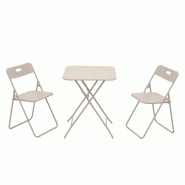 Merax set bistro, 3-pièces, résistant aux intempéries, beige - beige acier W2021P420032