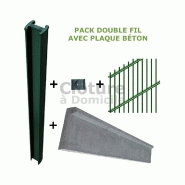 Pack clôture rigide double fil + plaque béton Pack clôture rigide double fil + plaque béton