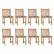 VidaXL Chaises De Jardin Lot De 8 Avec Coussins Bois De Teck Massif - multicolore 3073156