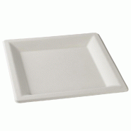 Assiette carrée bagasse blanche 26x26x1,5cm - par 500