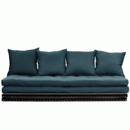 BANQUETTE FUTON TATAMI CHICO BLEU PÉTROLE COUCHAGE 2 X 70*200 CM.