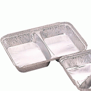 Barquette aluminium 2 compartiments 520/530cc 22,7x17,7x3cm - par 800