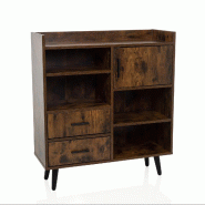Buffet / commode MYRDAL 80x30x90 cm 2 tiroirs 1 porte marron/noir hjh LIVING - marron multi-matériau 928005