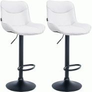 CLP Lot de 2 tabourets de bar Vonore en similicuir Blanc /Noir - blanc polyester 325220