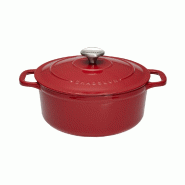 Cocotte ronde 28 cm chasseur rouge uni interieur sable 740 cl Rond Fonte émaillée Chasseur - rouge 3244334728033