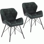 Décoshop26 - 2 chaises de salle à manger visiteur lounge en tissu velours vert foncé pieds en métal design rétro vintage FAL09101 - 3000473969603 Décoshop26 - 2 chaises de salle à manger visiteur lounge en tissu velours vert foncé pieds en métal design rétro vintage FAL09101 - 3000473969603