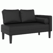 Décoshop26 - Méridienne chaise longue canapé pour intérieur avec coussins en PVC noir DEC026087 - noir 3000255613335