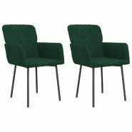Décoshop26 - Set de 2 chaises de salle à manger en tissu velours vert foncé et métal DEC025597 - métal 3000255337323
