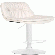 Décoshop26 - Tabouret chaise haute x1 pour cuisine et bar à assise moelleuse en similicuir blanc foncé cadre en métal blanc 10_0005801 - blanc mé