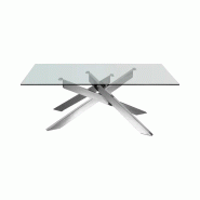 Deladeco Table basse en verre moderne Pivoine - transparent 3665367369268