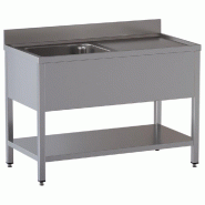 Diamond - Plonge 1 cuve et 1 égouttoir à droite, avec sous tablette - réf. L1411/D-SD2 - inox AKS-L1411/D-SD2