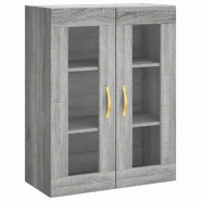 Helloshop26 - Armoire murale pratique rangement 69,5 x 34 x 90 cm design élégant en bois d'ingénierie sonoma gris 02_0048615 - gris verre 300023537
