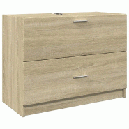 Helloshop26 - Armoire sous évier bois d'ingénierie grand espace rangement salle de bain 78 x 37 x 59 cm en bois chêne sonoma 02_0049537 - Bois mass