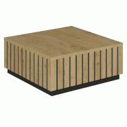 Podium pour mannequins Vertigo T03 MDF noir et chêne clair 60x60x25cm