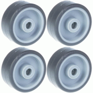 Roue de 50 mm 2" à bandage caoutchouc gris avec centre en plastique Capacité de 160 kg, jeu de 4 Roue de 50 mm 2" à bandage caoutchouc gris avec centre en plastique Capacité de 160 kg, jeu de 4