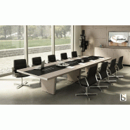 Table de réunion rectangulaire série X10 finition hébénisterie - Officity - 560, Orme gris, Cuir noir_0