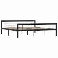 VidaXL Cadre de lit sans matelas noir et blanc métal 180x200 cm Modèle Yerlénis - 284555