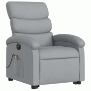 VidaXL Fauteuil inclinable de massage électrique Gris clair Tissu Modèle Elvessa - 3204014